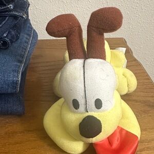 Yellow Plush Dog Toy with Red Tongue